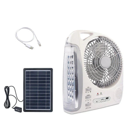 VENTILADOR CON PANEL SOLAR 6 EN 1 RECARGABLE