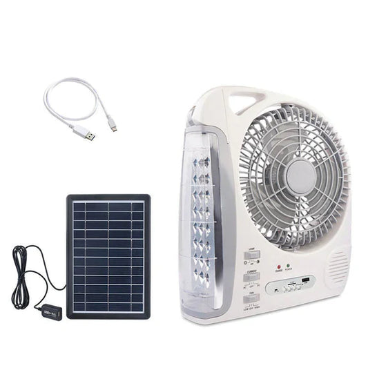 VENTILADOR CON PANEL SOLAR 6 EN 1 RECARGABLE